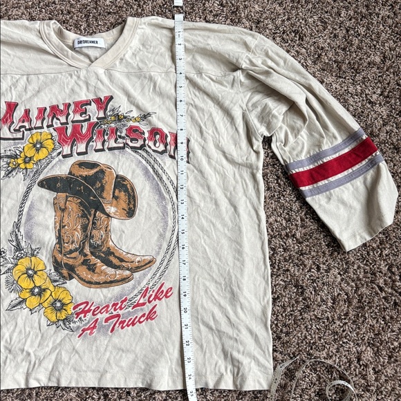 Daydreamer Cream Long Sleeve Tee with Red and Yellow Accents - Picture 7 of 9